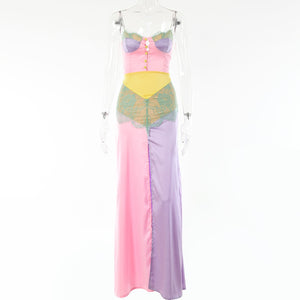 Chains Strap Sexy Satin Dress -Patchwork Bodycon Mini Party Dress - Tania's Online Closet, LLC
