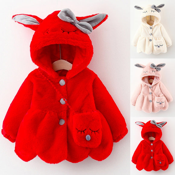 Cute Bunny Ears Jacket-Keep Warm Hooded Jacket Coat+bag - Tania's Online Closet, LLC