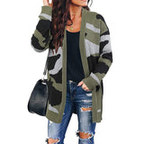 Women Fashion American Style Army Camouflage Knitted Cardigan Casual Loose Coat - Tania's Online Closet, LLC