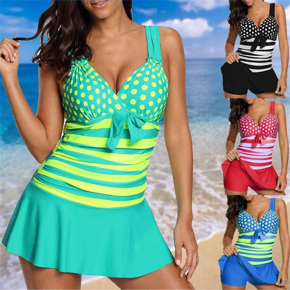 Women Striped Tankini Summer Sexy Polka Dot Female Swimsuit Fashion Two Piece Sets - Tania's Online Closet, LLC