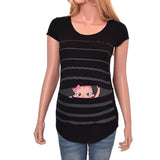 Maternity Cute Funny Baby Print Striped Short Sleeve T-shirt - Tania's Online Closet, LLC