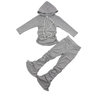 kids Casual Two Piece Outfits Long Sleeve Shirt Stacked Skinny Pants Set - Tania's Online Closet, LLC