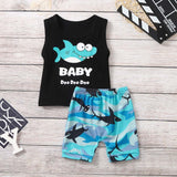Cartoon Shark Toddler Kids Summer Tops+Shorts Outfits - Tania's Online Closet, LLC