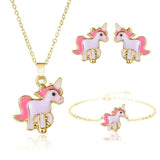 4pcs/set Necklace Earrings Cartoon Unicorn set - Tania's Online Closet, LLC