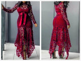 Lace Mesh Perspective Party Fishtail Patchwork Midi Bodycon dress - Tania's Online Closet, LLC