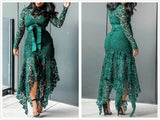 Lace Mesh Perspective Party Fishtail Patchwork Midi Bodycon dress - Tania's Online Closet, LLC