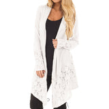 Women  Lace Patchwork Long Sleeve Casual Pure Color Cardigan - Tania's Online Closet, LLC