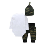 Army Green Newborn Baby Boy Romper Pants Outfits 3Pcs - Tania's Online Closet, LLC