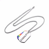 Personalized Stainless Steel Rainbow Dog Tag Pendant Necklace for Men Women Double Layer Equality - Tania's Online Closet, LLC