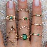 rings set Bohemian style hollow vintage 10-piece set women rings - Tania's Online Closet, LLC