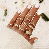 rings set Bohemian style hollow vintage 10-piece set women rings - Tania's Online Closet, LLC